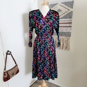 70s 80s vintage print dress Retro